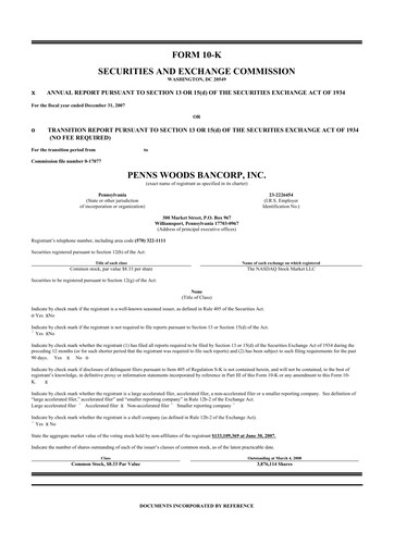 Thumbnail Penns Woods Bancorp 10-K Annual Report 