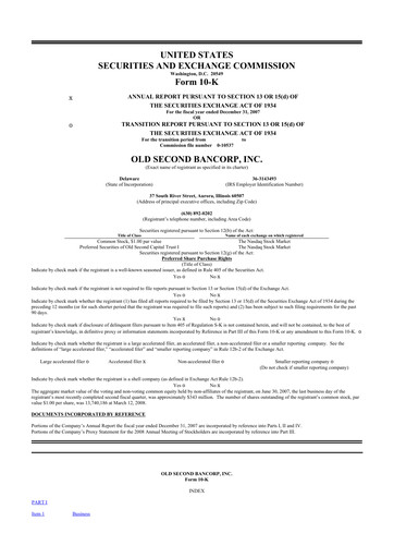 Thumbnail Old Second Bancorp 10-K Annual Report 