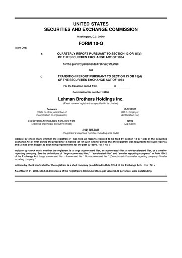 Thumbnail Lehman Brothers 10-Q Quarterly Report FY 