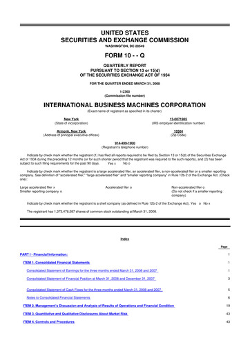 Vorschaubild IBM 10-Q Quartalsbericht  