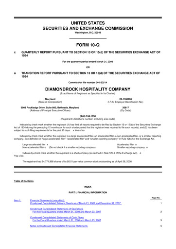 Vorschaubild Diamondrock Hospitality Company 10-Q Quartalsbericht  
