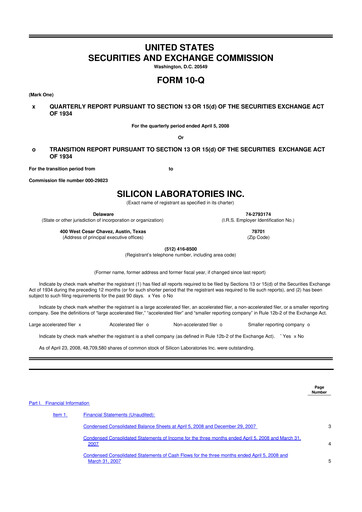 Thumbnail Silicon Labs
 10-Q Quarterly Report FY 
