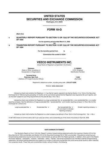 Thumbnail Veeco
 10-Q Quarterly Report FY 