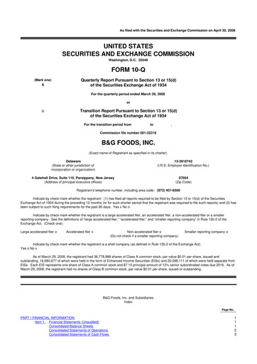 Vorschaubild B&G Foods

 10-Q Quartalsbericht  