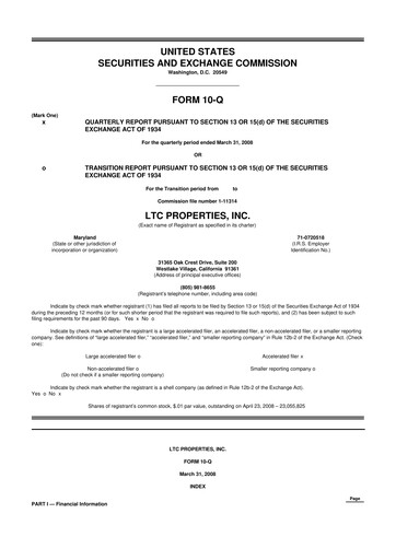 Thumbnail LTC Properties 10-Q Quarterly Report FY 