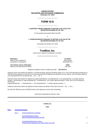 Thumbnail TrueBlue 10-Q Quarterly Report FY 