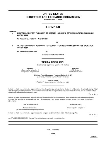 Thumbnail Tetra Tech
 10-Q Quarterly Report FY 