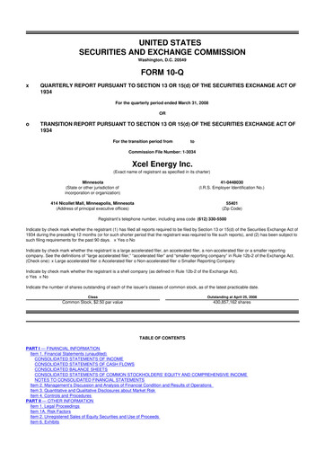 Thumbnail Xcel Energy 10-Q Quarterly Report FY 