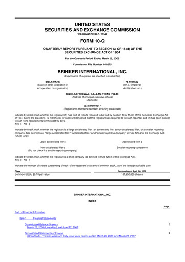 Thumbnail Brinker International
 10-Q Quarterly Report FY 