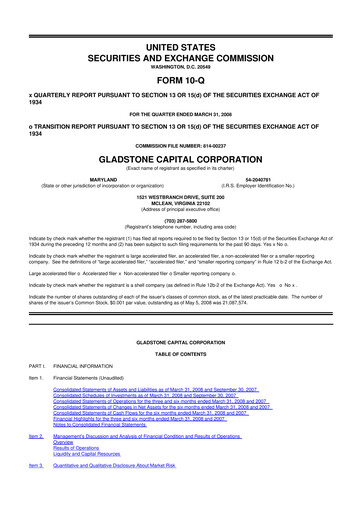 Thumbnail Gladstone Capital Corporation 10-Q Quarterly Report FY 