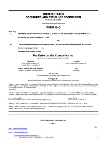 Miniature Estee Lauder 10-Q Rapport trimestriel  