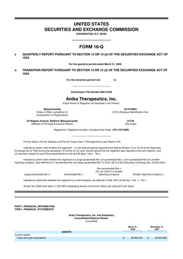 Thumbnail Anika Therapeutics 10-Q Quarterly Report FY 