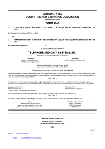 Thumbnail Telephone and Data Systems
 10-Q Quarterly Report FY 