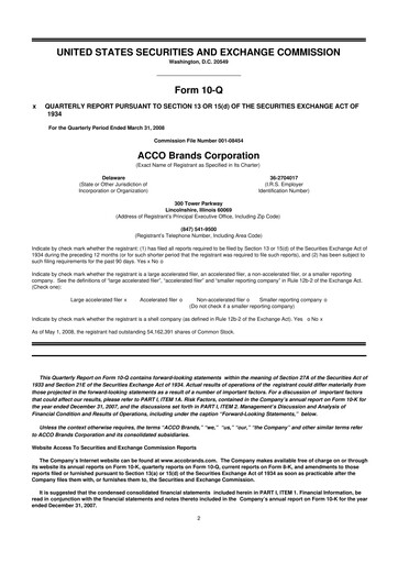 Thumbnail Acco Brands 10-Q Quarterly Report FY 