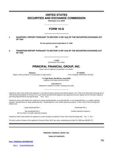 Thumbnail Principal Financial Group 10-Q Quarterly Report FY 