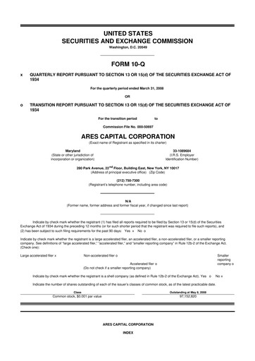 Thumbnail Ares Capital
 10-Q Quarterly Report FY 