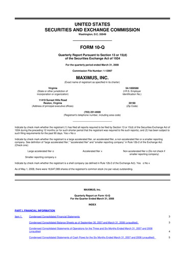 Thumbnail Maximus 10-Q Quarterly Report FY 