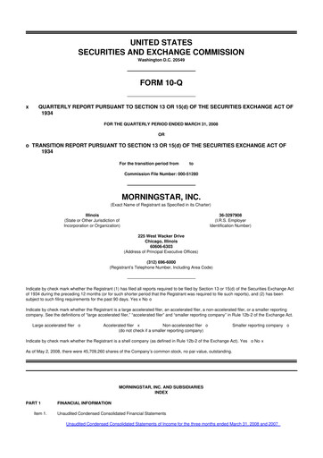 Vorschaubild Morningstar
 10-Q Quartalsbericht  