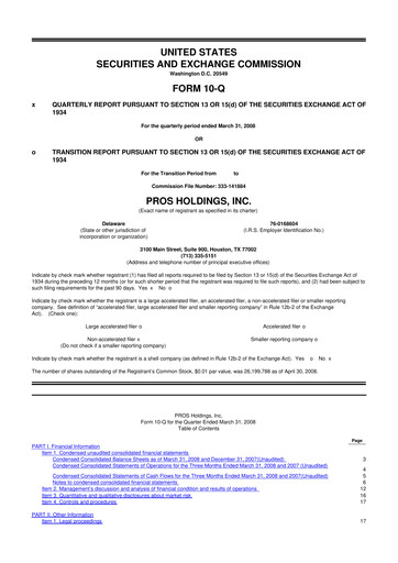 Thumbnail PROS Holdings, Inc.
 10-Q Quarterly Report FY 