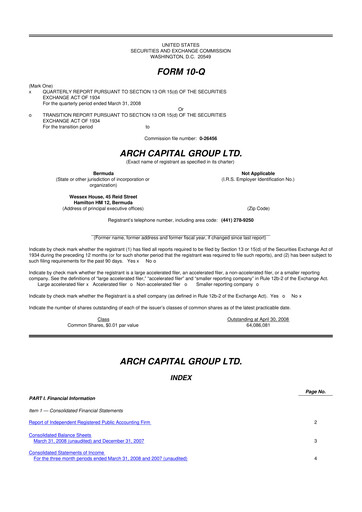 Vorschaubild Arch Capital 10-Q Quartalsbericht  