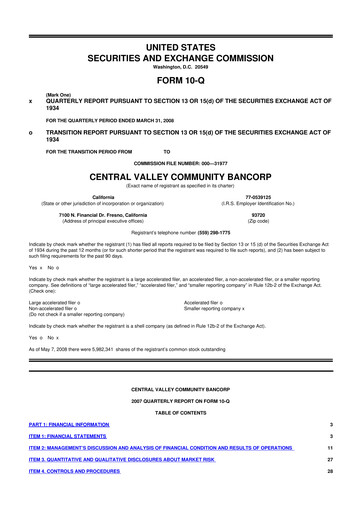 Thumbnail Community West Bancshares 10-Q Quarterly Report FY 