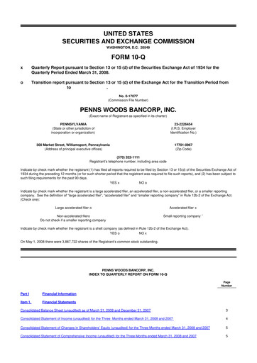 Thumbnail Penns Woods Bancorp 10-Q Quarterly Report FY 
