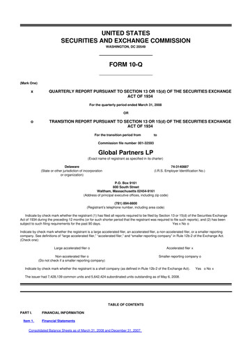 Thumbnail Global Partners LP 10-Q Quarterly Report FY 