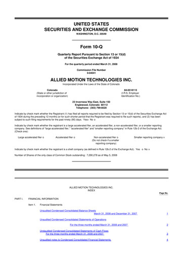 Thumbnail Allient 10-Q Quarterly Report FY 