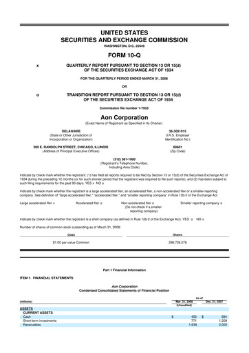 Vorschaubild Aon 10-Q Quartalsbericht  