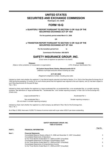 Miniature Safety Insurance
 10-Q Rapport trimestriel  