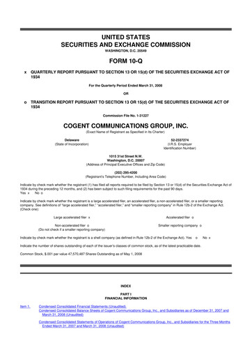 Thumbnail Cogent Communications
 10-Q Quarterly Report FY 