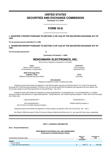 Thumbnail Benchmark Electronics
 10-Q Quarterly Report FY 