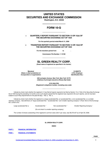 Thumbnail SL Green Realty
 10-Q Quarterly Report FY 