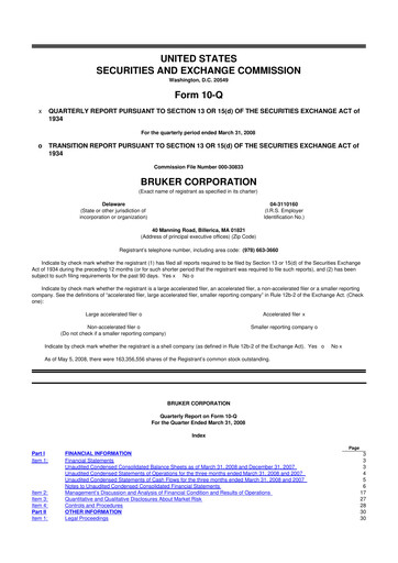 Thumbnail Bruker 10-Q Quarterly Report FY 