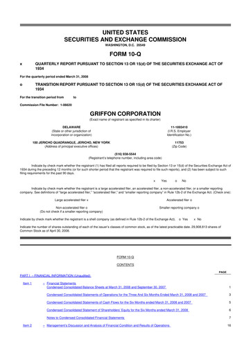 Thumbnail Griffon Corporation
 10-Q Quarterly Report FY 