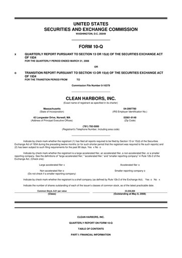 Thumbnail Clean Harbors
 10-Q Quarterly Report FY 