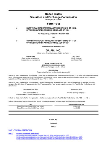 Thumbnail Gaia 10-Q Quarterly Report FY 