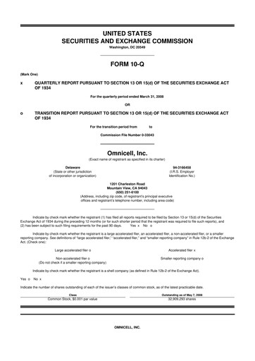 Thumbnail Omnicell
 10-Q Quarterly Report FY 