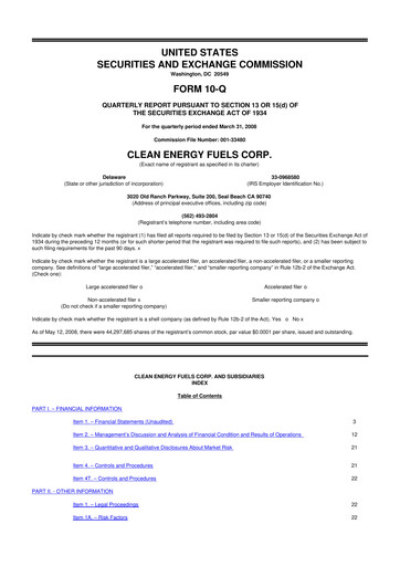 Thumbnail Clean Energy Fuels 10-Q Quarterly Report FY 