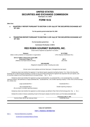 Thumbnail Red Robin
 10-Q Quarterly Report FY 