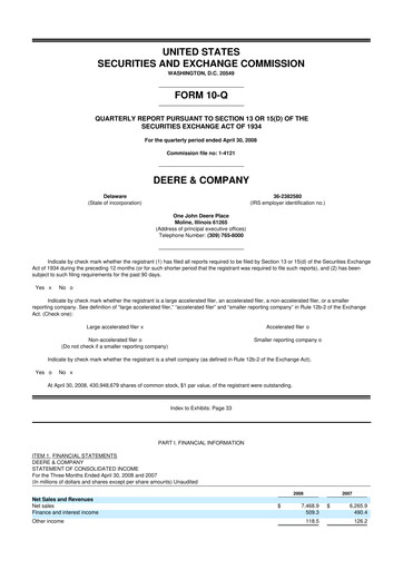 Thumbnail Deere & Company (John Deere) 10-Q Quarterly Report FY 