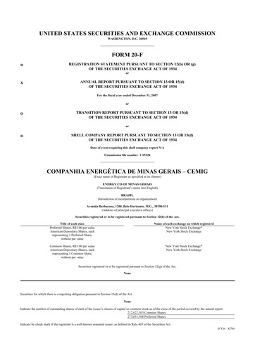 Vorschaubild Cemig 20-F Jahresbericht 