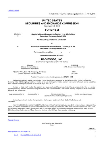 Vorschaubild B&G Foods

 10-Q Quartalsbericht  