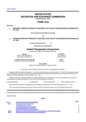 Thumbnail United Therapeutics 10-Q Quarterly Report FY 