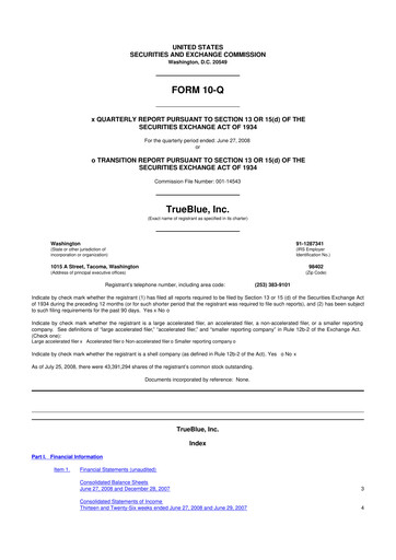 Thumbnail TrueBlue 10-Q Quarterly Report FY 