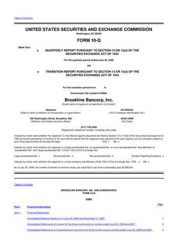 Thumbnail Brookline Bancorp 10-Q Quarterly Report FY 