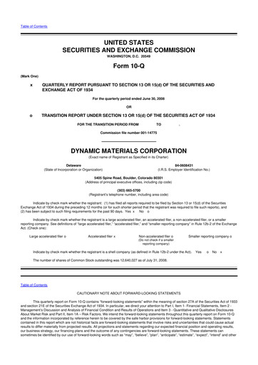 Miniature DMC Global 10-Q Rapport trimestriel  