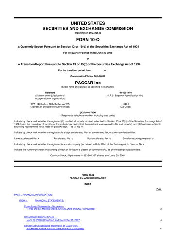 Vorschaubild Paccar 10-Q Quartalsbericht  