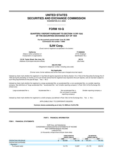 Thumbnail SJW Group
 10-Q Quarterly Report FY 