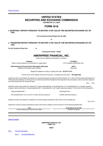 Thumbnail Ameriprise Financial
 10-Q Quarterly Report FY 